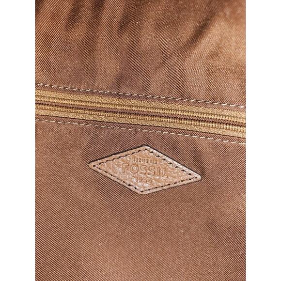 Fossil Kinley Medium Brown Pebbled Leather Crossbody Purse Bag 12x9x2 - Picture 13 of 13